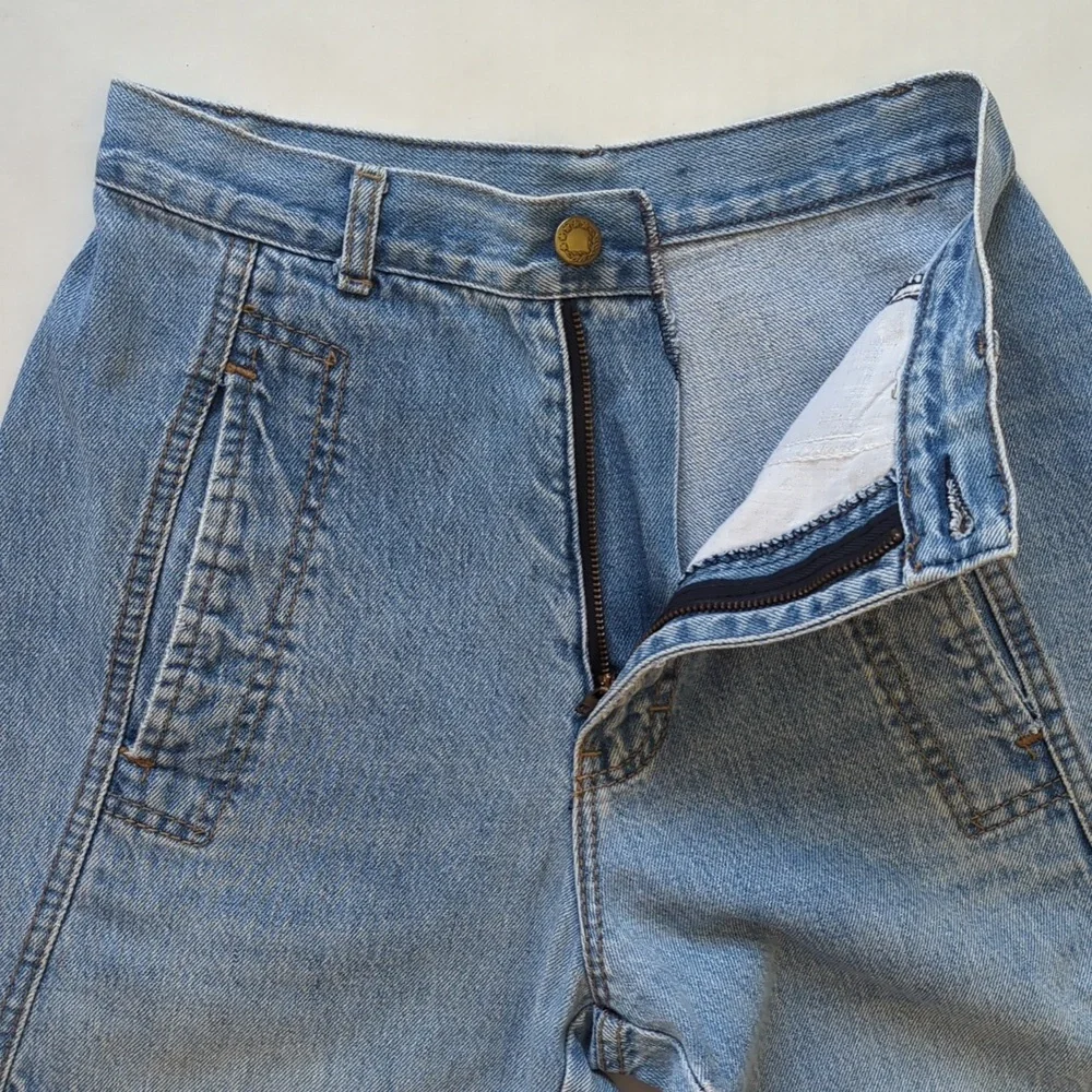 Vintage Touche' High-Waisted Mom Jeans Junior 5 Blue Red Plaid Y2K Denim